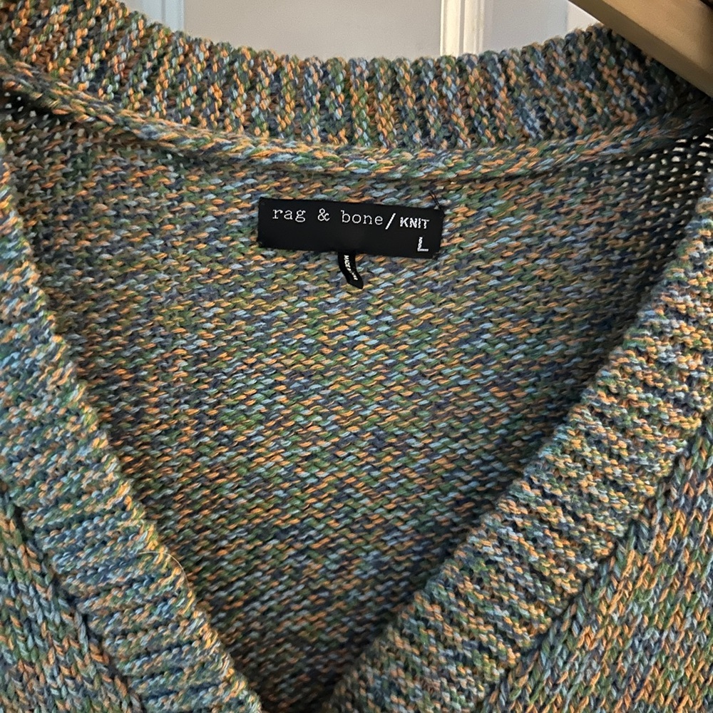 Rag & Bone Blue Green Cardigan with Knitted Texture